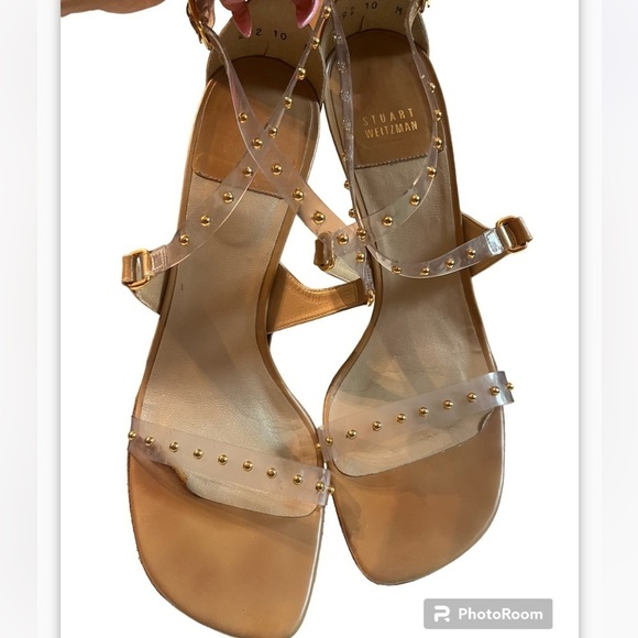 Stuart Weitzman waverly Sz 10 clear studded pointed toe stiletto pumps - Picture 2 of 11